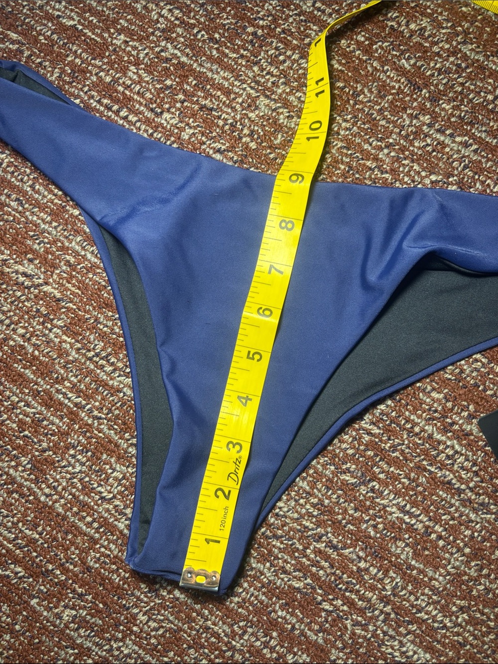 NWT mid rise cheeky bikini bottoms navy blue high leg classic swim bottoms Large - Picture 10 of 10
